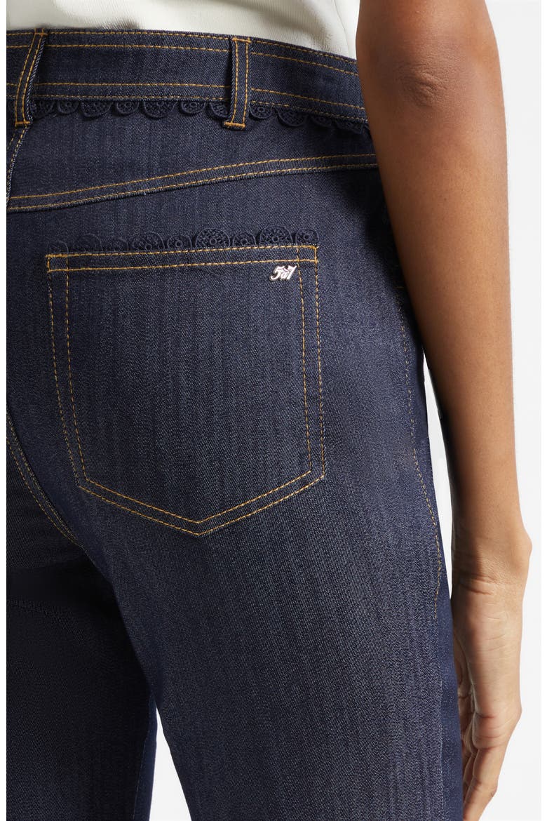 Guipure Lace Trim Cropped Flare Leg Jeans, Alternate, color, INDIGO