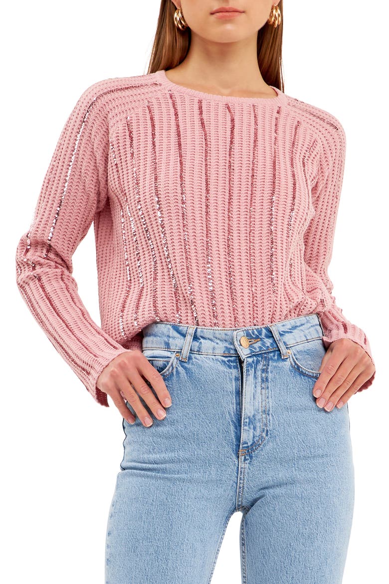 Sequin Detail Sweater, Main, color, PINK