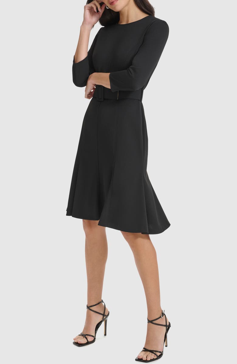 Calvin Klein Belted A-Line Dress, Alternate, color, 