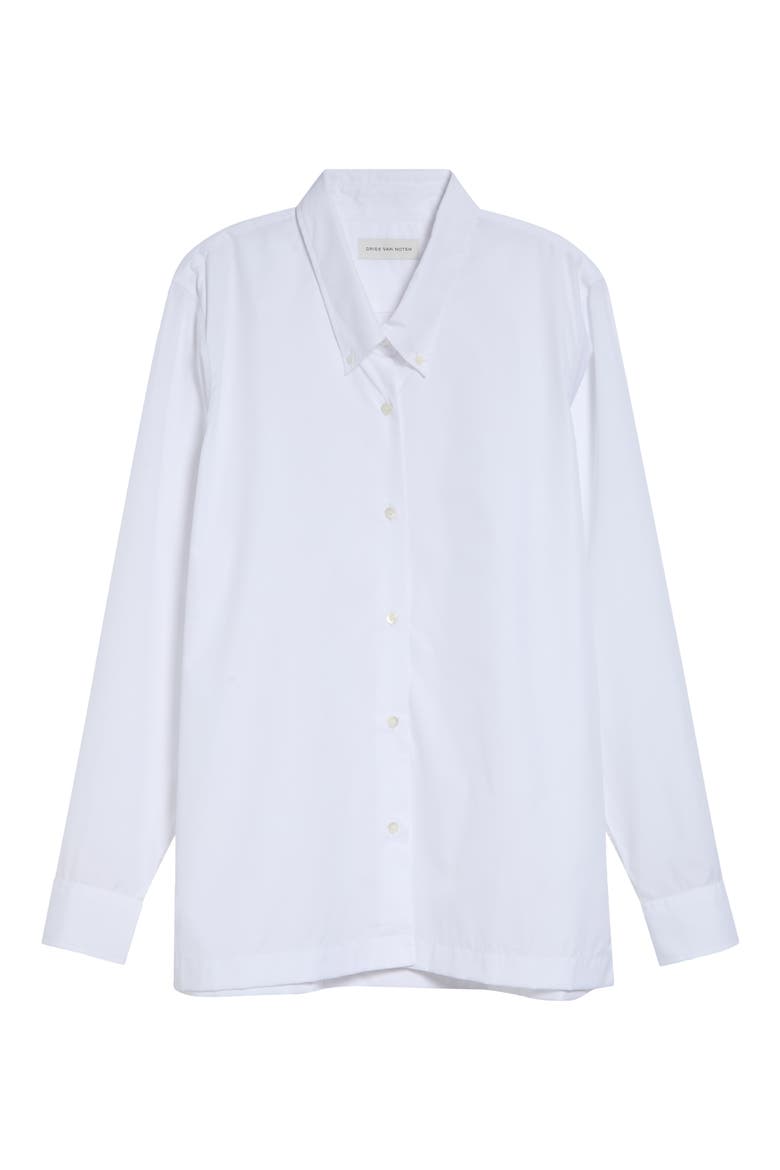 Cheers Cotton Poplin Button-Down Shirt, Alternate, color, WHITE