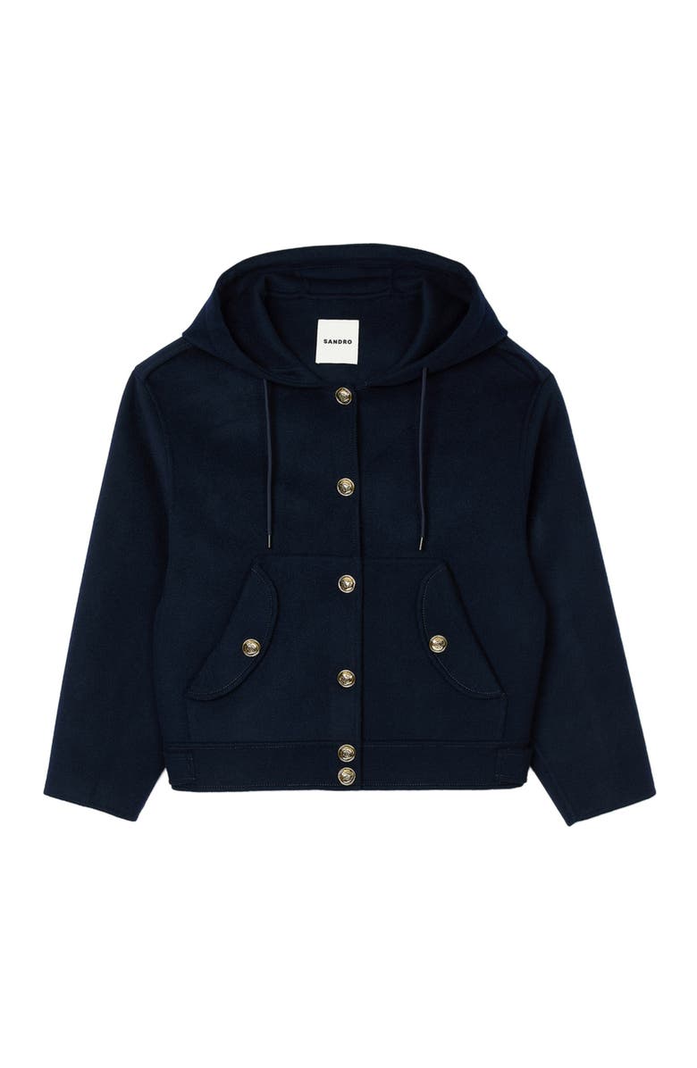 SANDRO Double-faced wool coat, Alternate, color, 