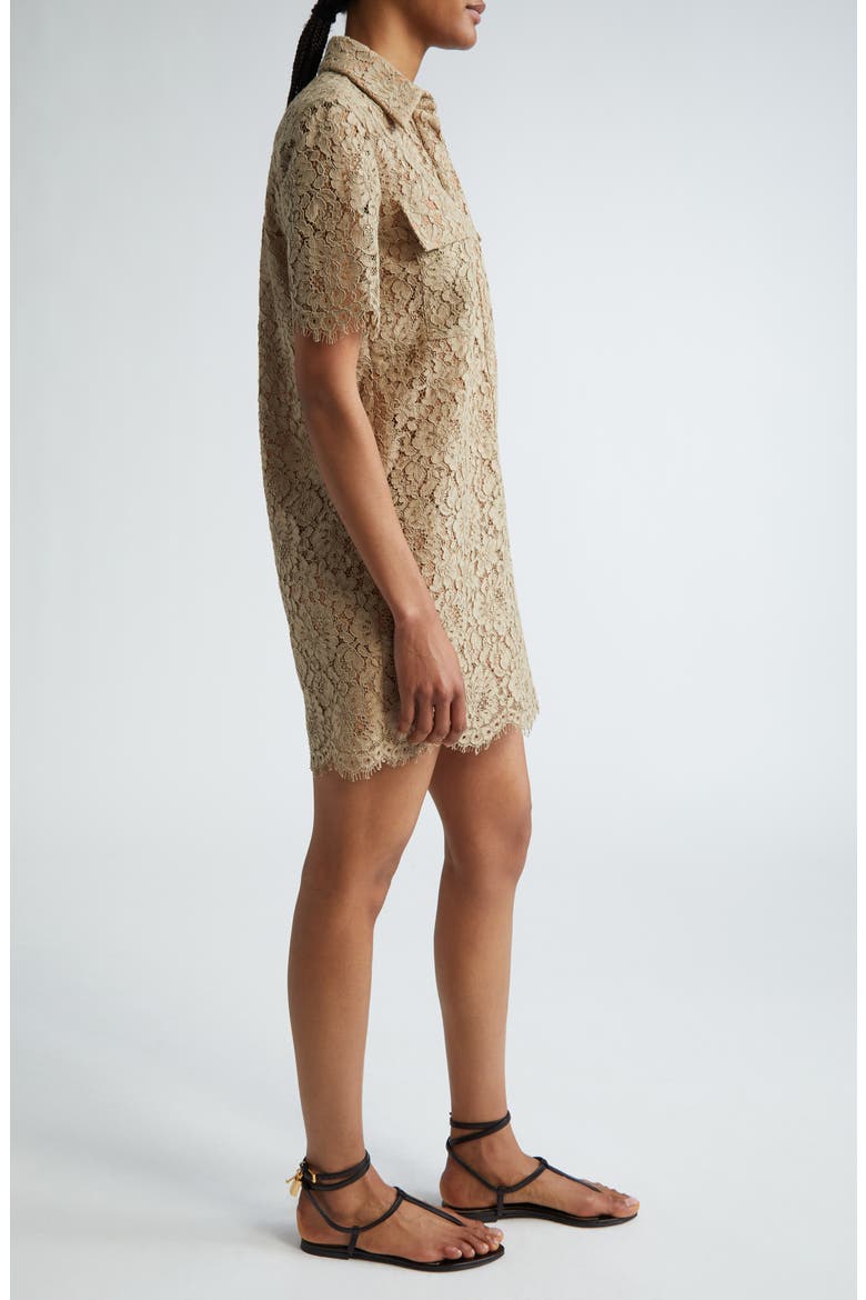 Short Sleeve Lace Shirtdress, Alternate, color, SAND