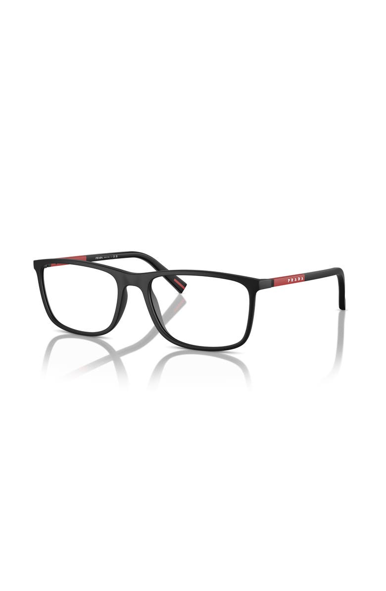 Prada Linea Rossa 55mm Rectangle optical glasses, Main, color, Black