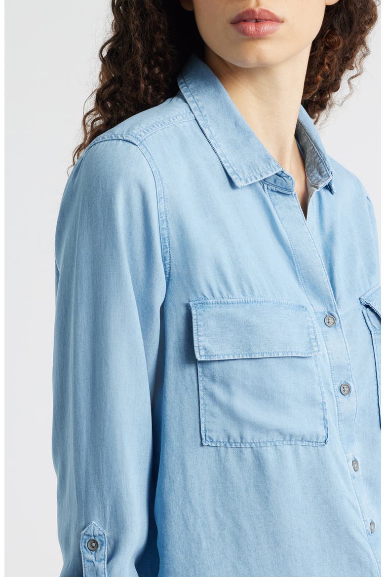 Fiorella Long Sleeve Button-Up Shirt, Alternate, color, LIGHT WASH