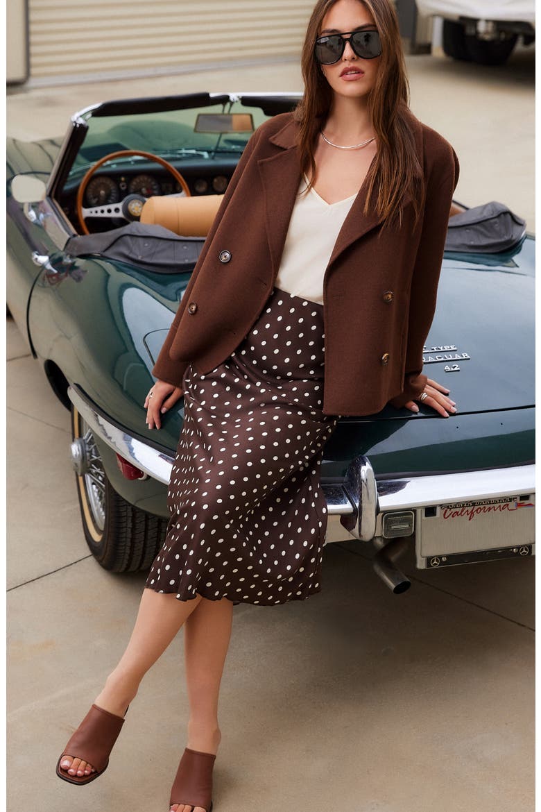 Mia Bias Midi Skirt, Alternate, color, BROWN W/ CREAM