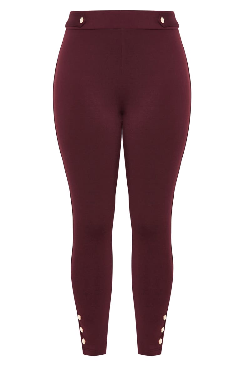 Edith Button Tab Skinny Pants, Alternate, color, RED