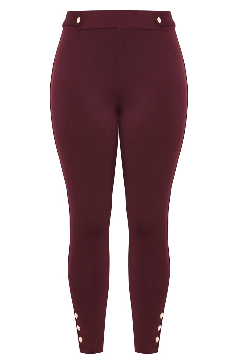 City Chic Edith Button Tab Skinny Pants, Alternate, color, Red