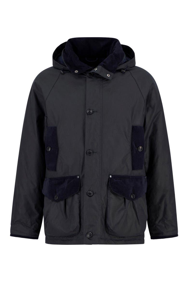 Modern Waxed Cotton Jacket with Removable Hood, Alternate, color, NAVY