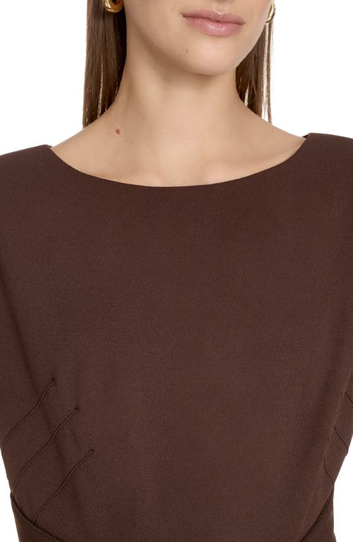 Calvin Klein Cap Sleeve Scuba Crepe Midi Dress In Brown