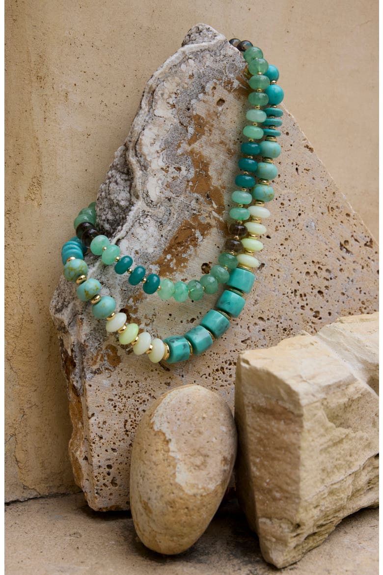 12mm Beaded Necklace, Alternate, color, GREEN MULTI- GOLD