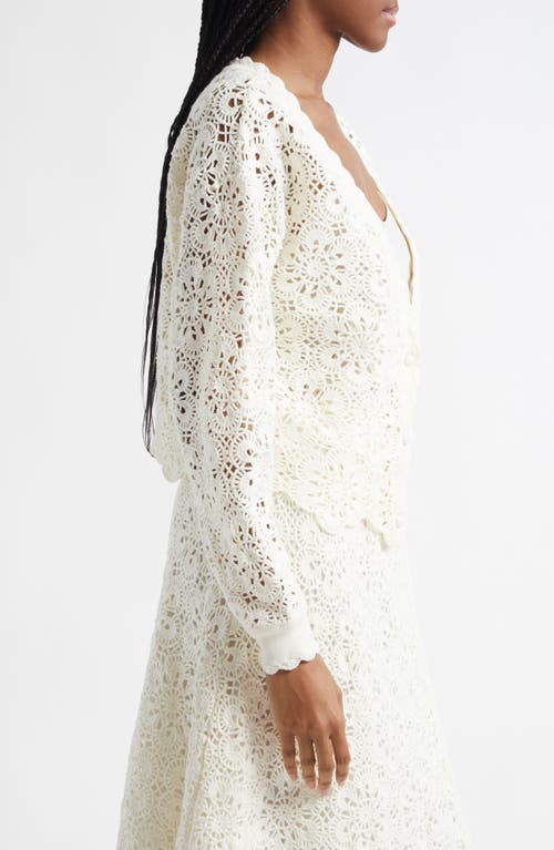 Farm Rio Flower Crochet Cardigan In Off-white