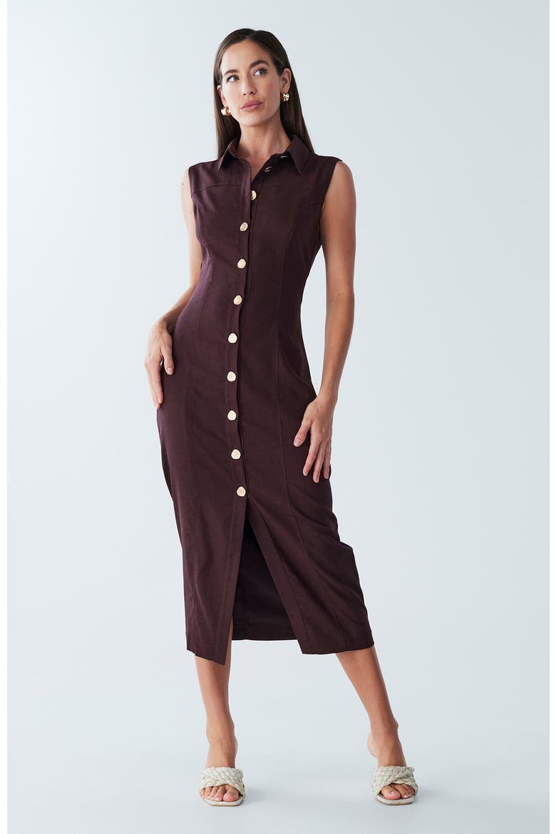 Stassi Linen Dress, Alternate, color, Chocolate