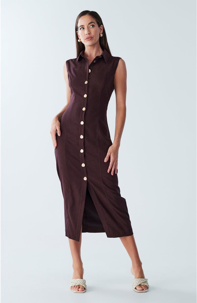 BWLDR Stassi Linen Dress, Alternate, color, Chocolate