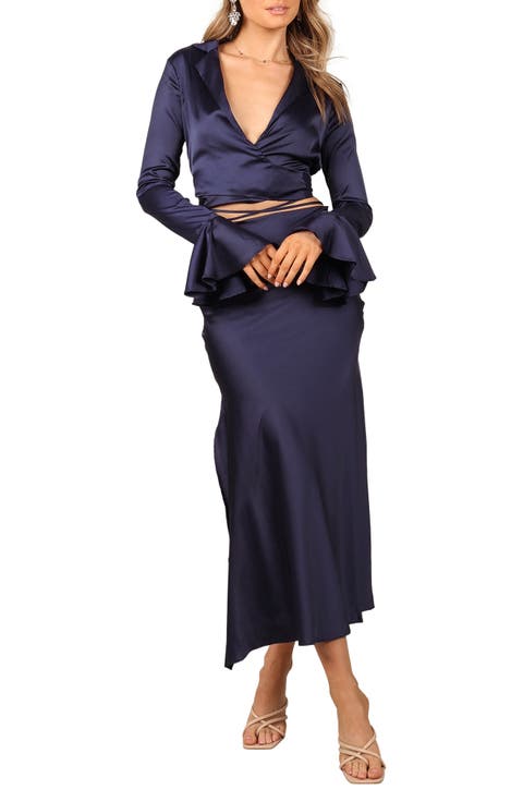Nova Long Sleeve Satin Two-Piece Dress