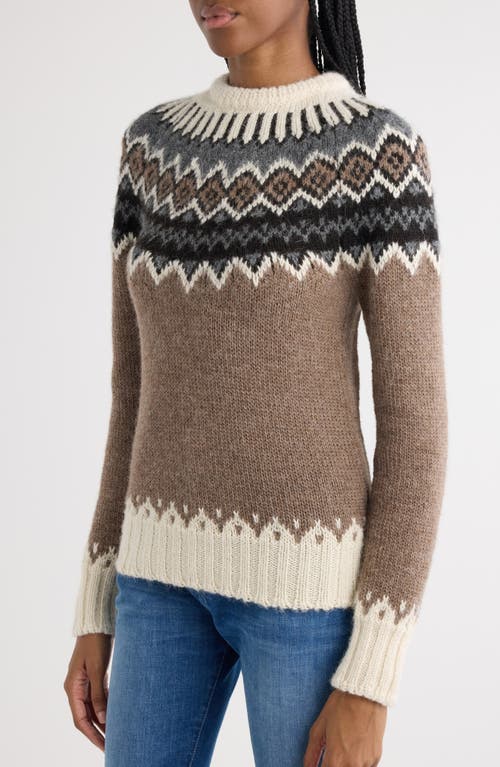 Shop Chloé Alpaca Blend Fair Isle Sweater In Brown/beige