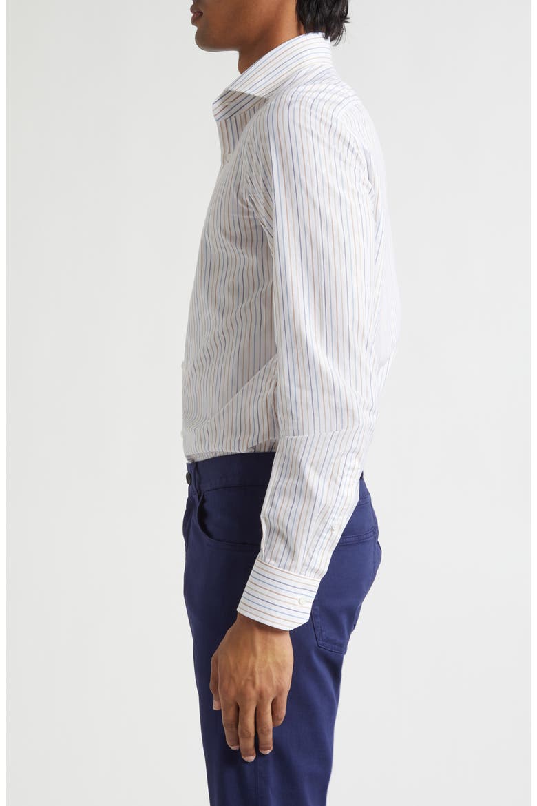 Stripe Cotton Button-Up Shirt, Alternate, color, WHITE