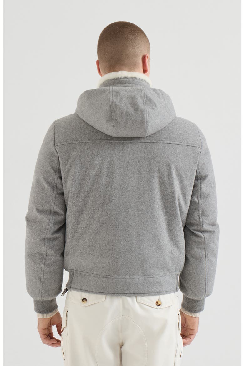 Bonded wool flannel down jacket with detachable hood, Alternate, color, Panama