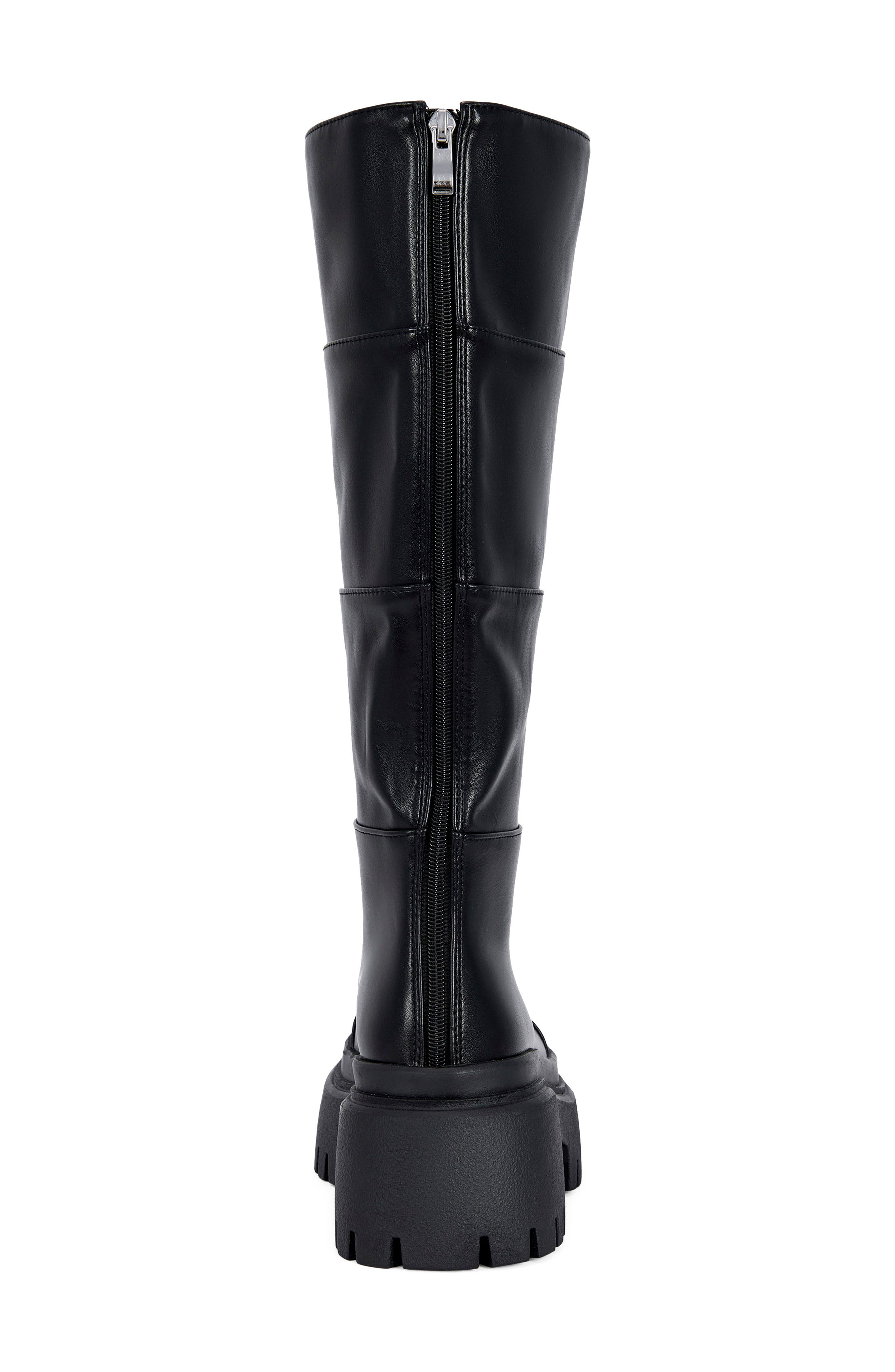 Marguerite Faux Leather Knee High Boot, Alternate, color, BLACK