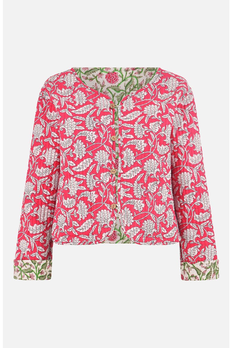 Reversible Floral Quilted Jacket, Alternate, color, White/Pink