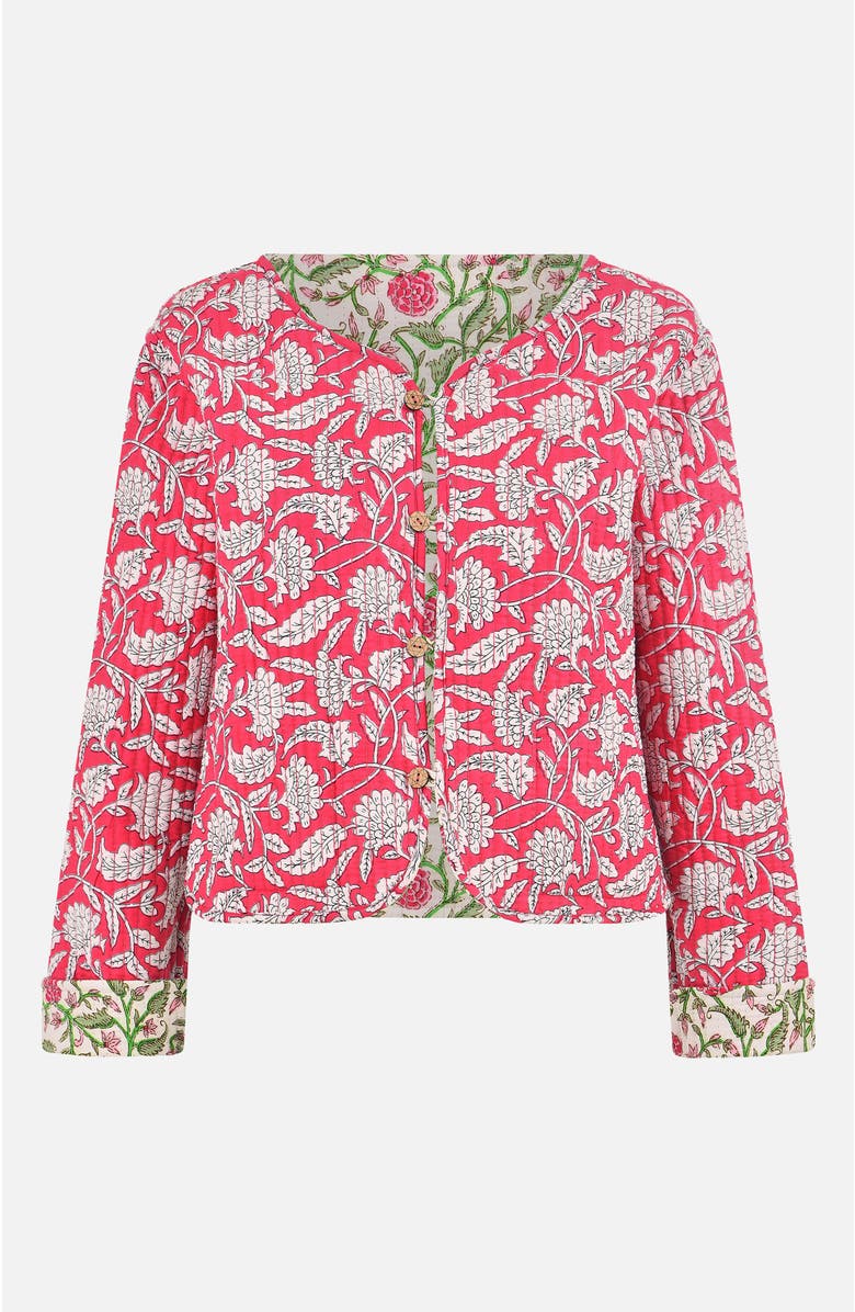Yumi Floral Reversible Cotton Quilted Jacket, Alternate, color, White