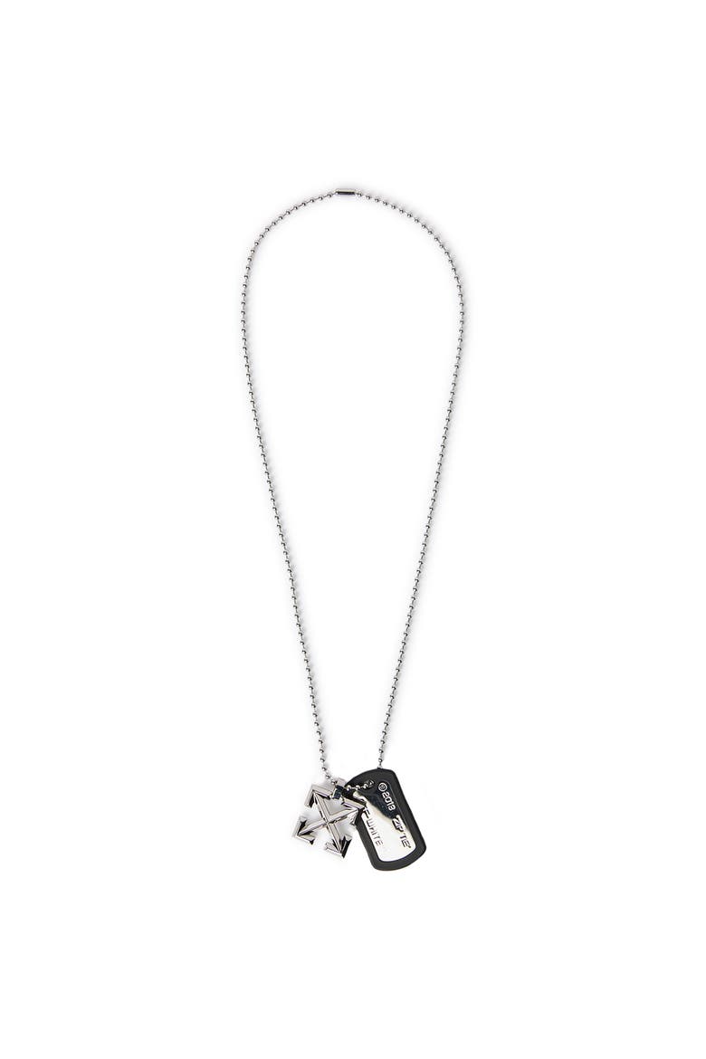 Arrow Logo Dog Tag Necklace, Main, color, Silver-Black
