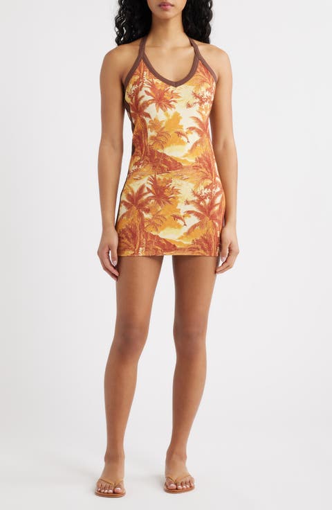 Dip Halter Cotton Rib Mini Sundress