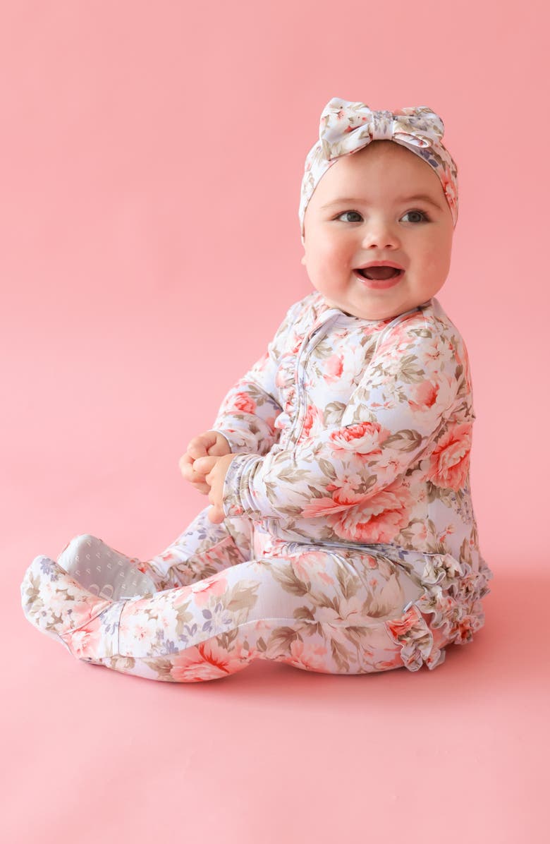 Posh Peanut Ruffle Zip Footie, Alternate, color, Blue