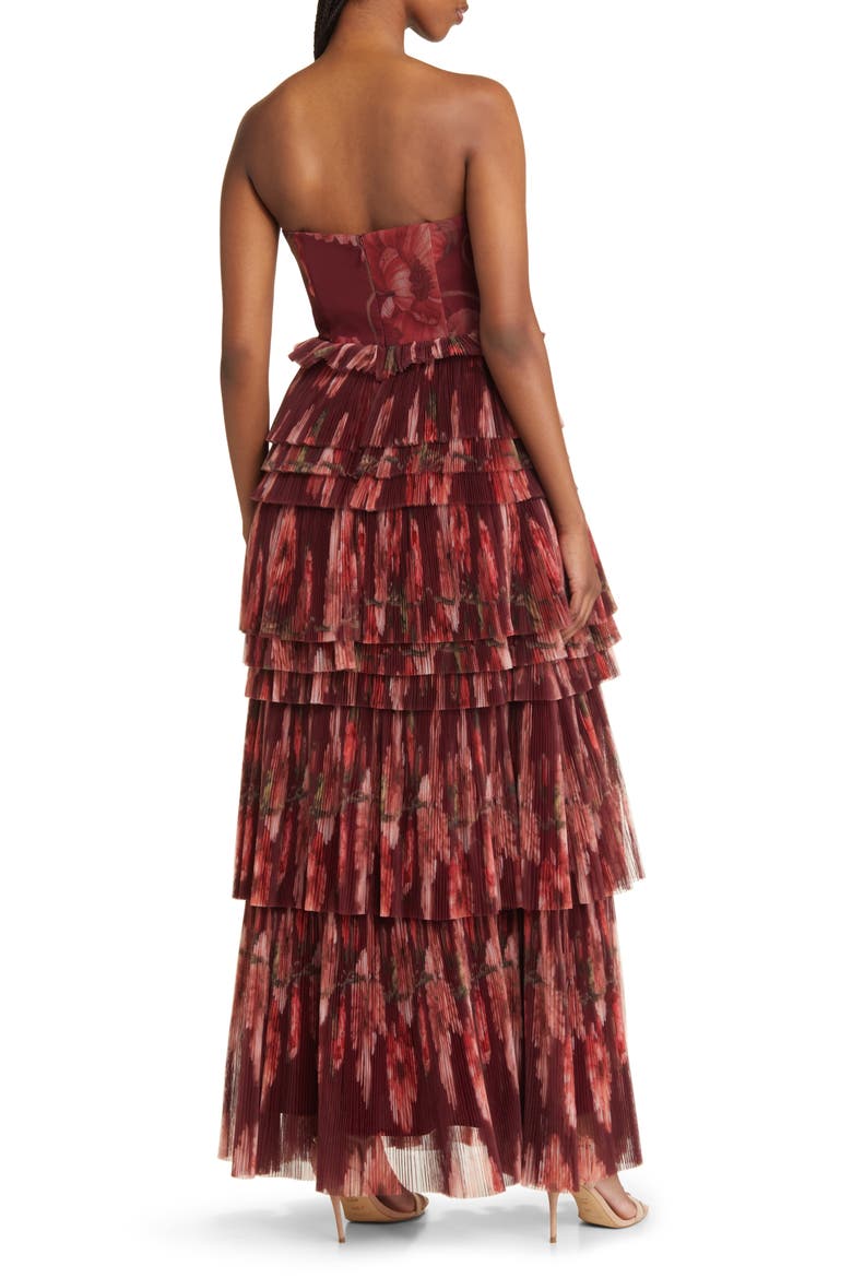 Nalina Tiered Strapless Maxi Dress, Alternate, color, WINE VINING PAINTED FLORAL