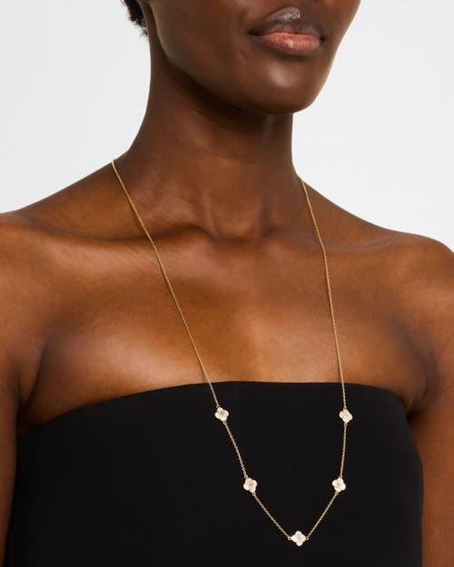 Jan Leslie Sterling With 18k Gold Overlay And Gemstones Five Petal Station Necklace In White