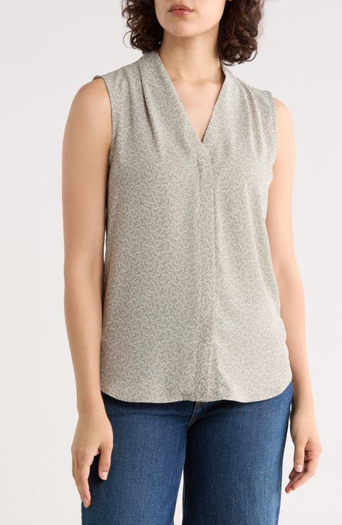 V-Neck Sleeveless Woven Shell Top