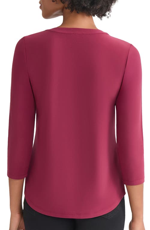 Jones New York Patch Pocket Crepe Popover Top In Burgundy