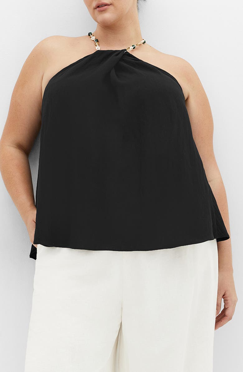 City Chic Island Beaded Halter Neck Top, Main, color, Black