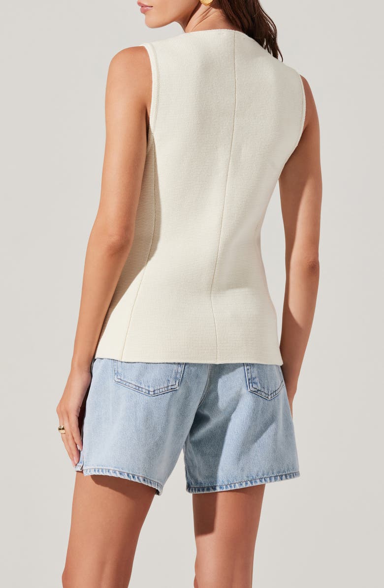 ASTR the Label Jayce Textured Cotton Button-Up Sweater Vest, Alternate, color, Cream