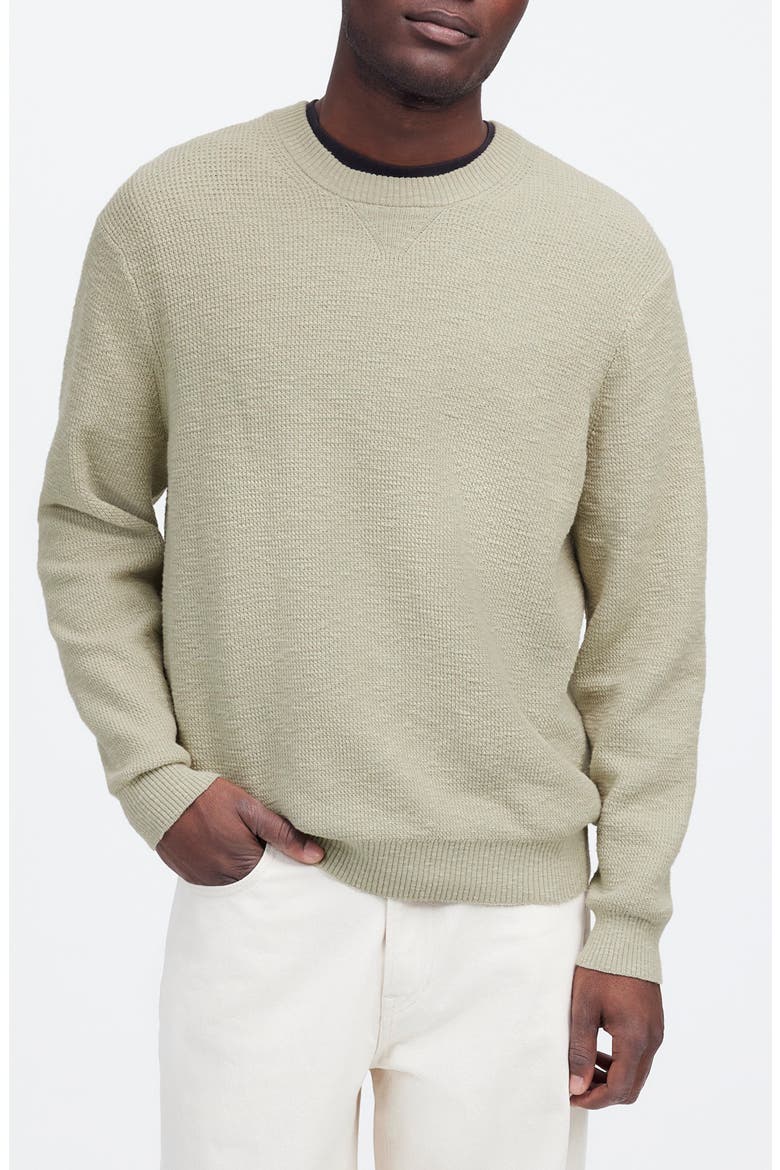Waffle Knit Crewneck Sweater, Main, color, DUSTY CELADON