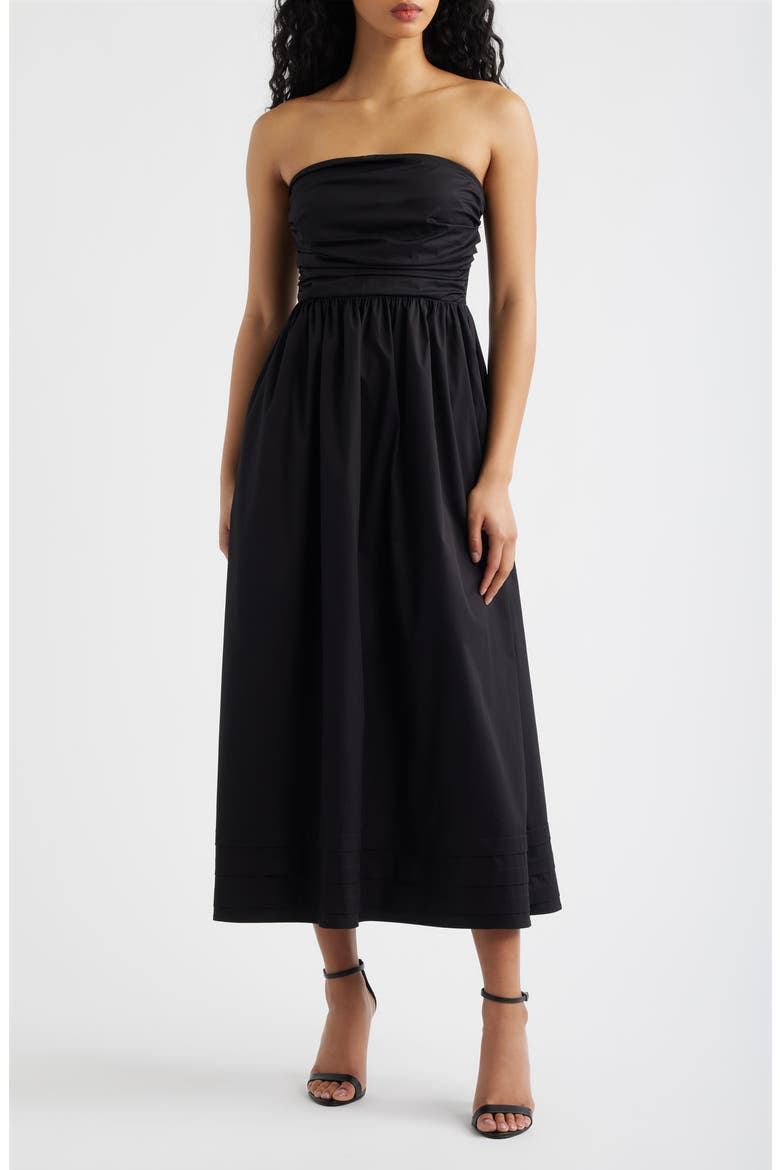 Joey Strapless Midi Dress, Main, color, BLACK