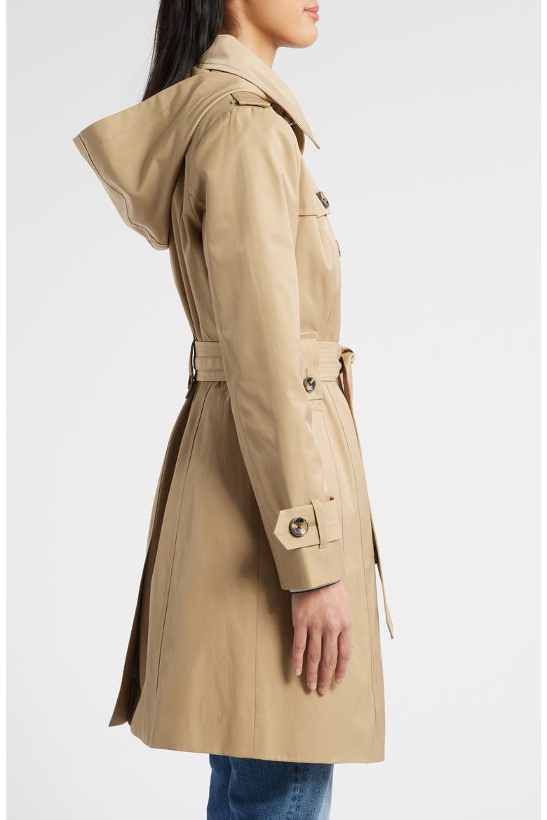 Missy Hooded Belted Trench Coat, Alternate, color, KHAKI