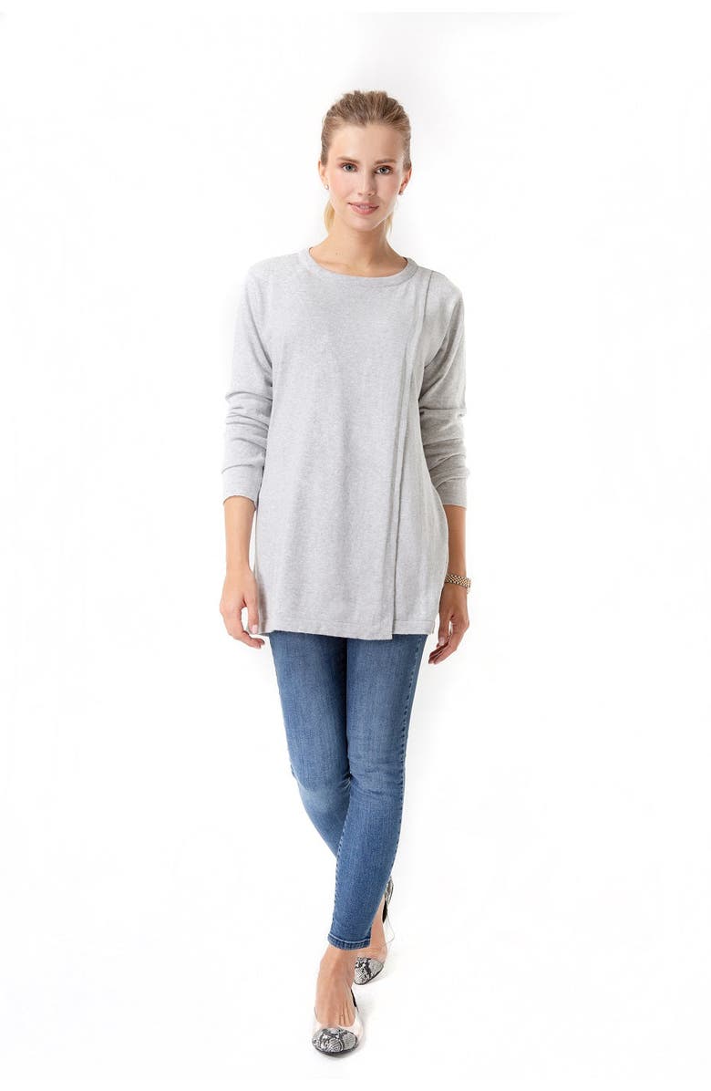 Accouchée Casual Elegance Long Sleeve Maternity/Nursing Knit Top, Alternate, color, Grey