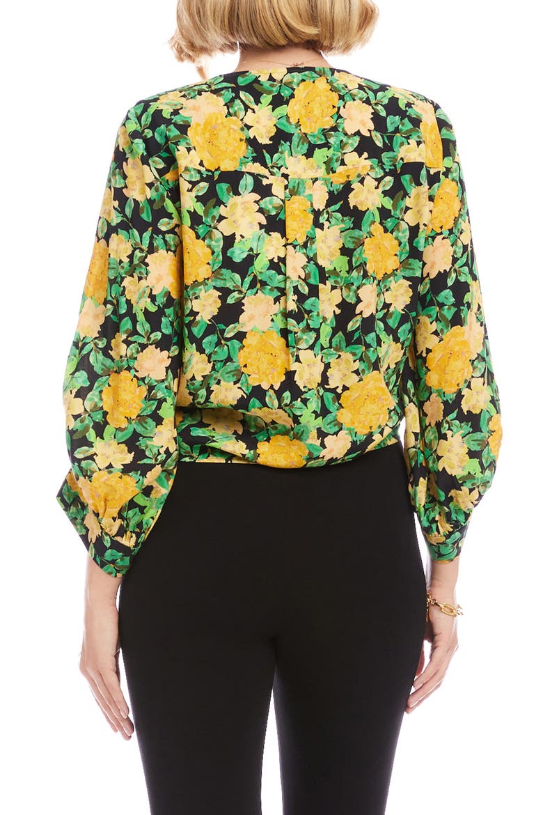 Floral Print Tie Front Top, Alternate, color, YELLOW FLORAL