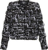Balmain Check Fringe Tweed Crop Jacket