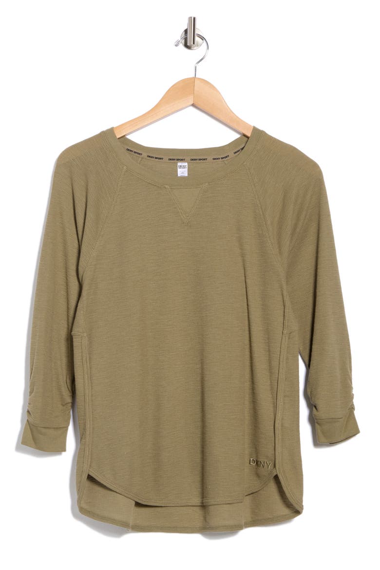 Slub Waffle High-Low T-Shirt, Alternate, color, UTILITY GREEN