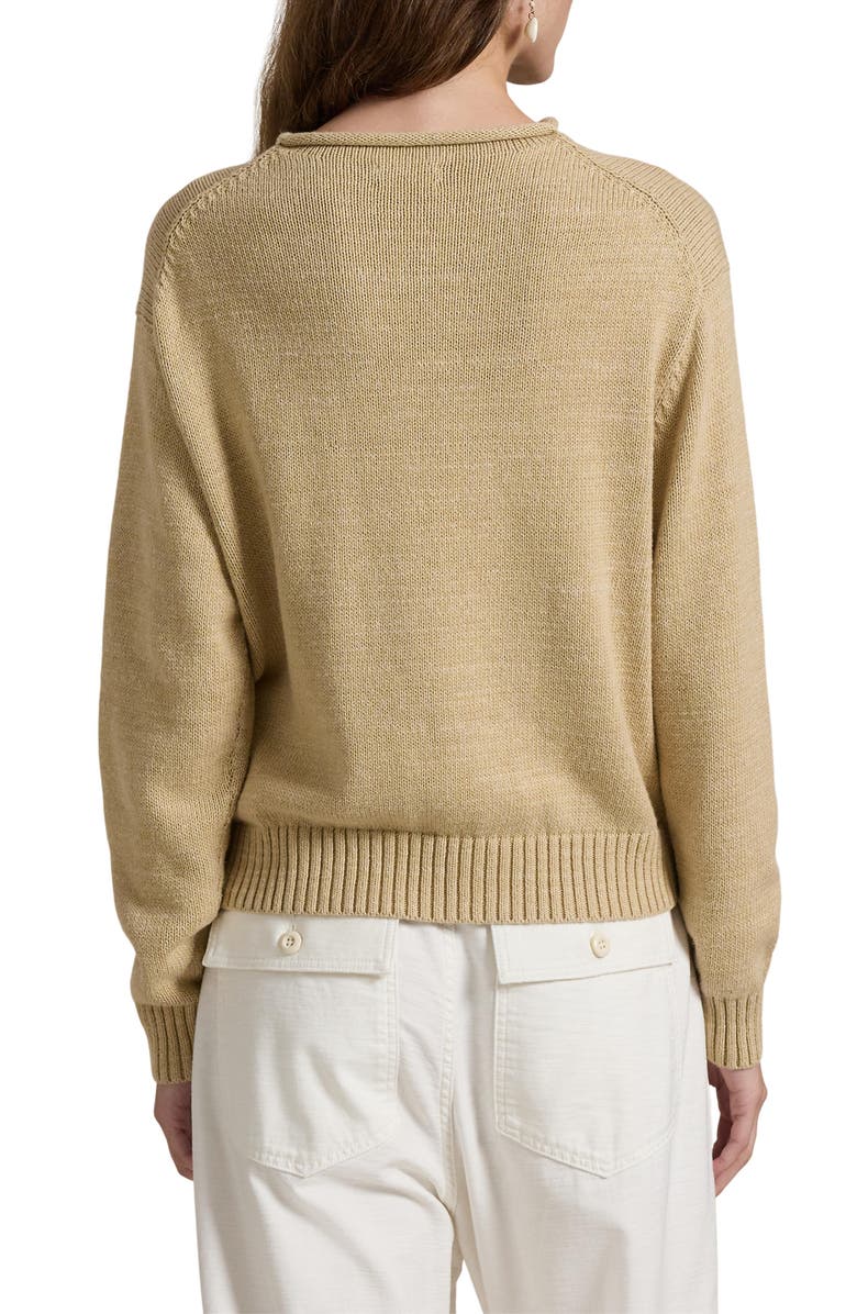 Polo Ralph Lauren Intarsia Bear Embellished Cotton Crewneck Sweater, Alternate, color, 