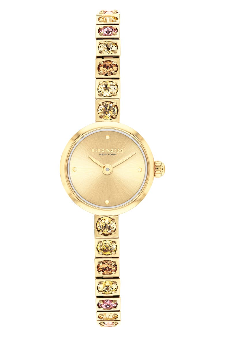 Iris Crystal Bezel Bracelet Watch, Main, color, GOLD