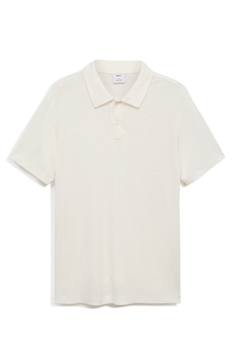 MANGO Slim Fit Linen Blend Jersey Polo, Alternate, color, White