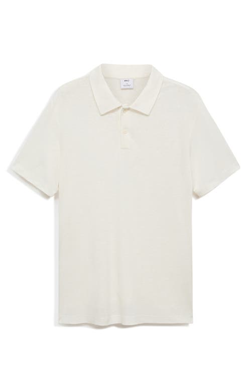 Mango Slim Fit Linen Blend Jersey Polo In White