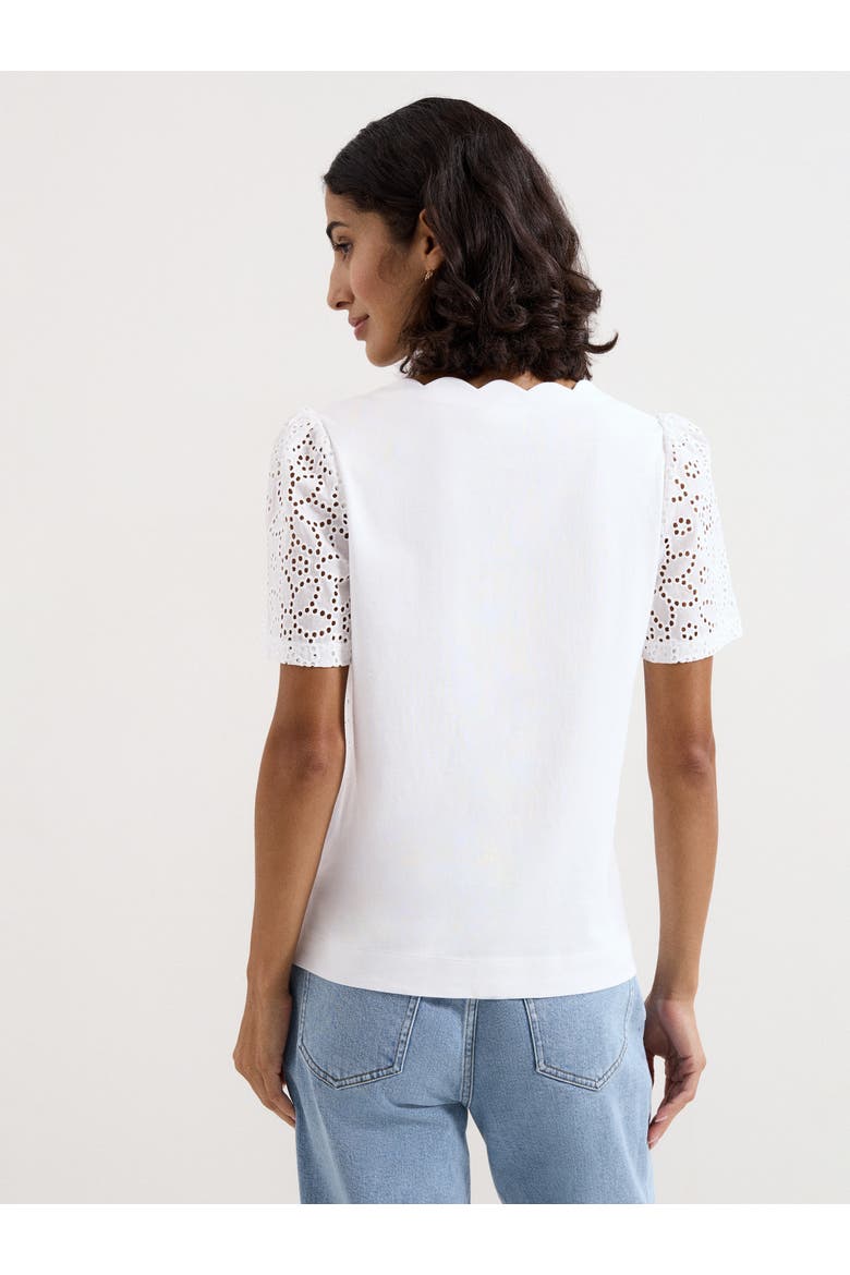 Freya Scallop V-Neck T-Shirt, Alternate, color, White