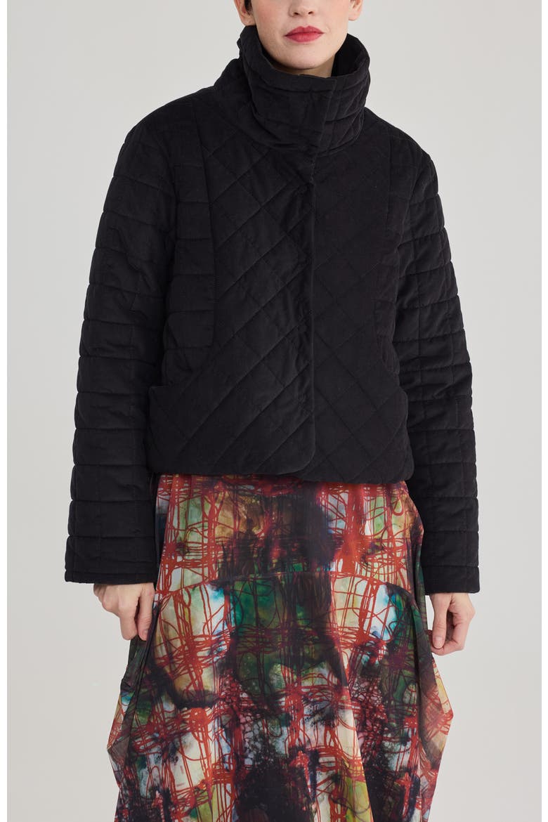 Fleur Quilted Velvet Jacket, Main, color, Black