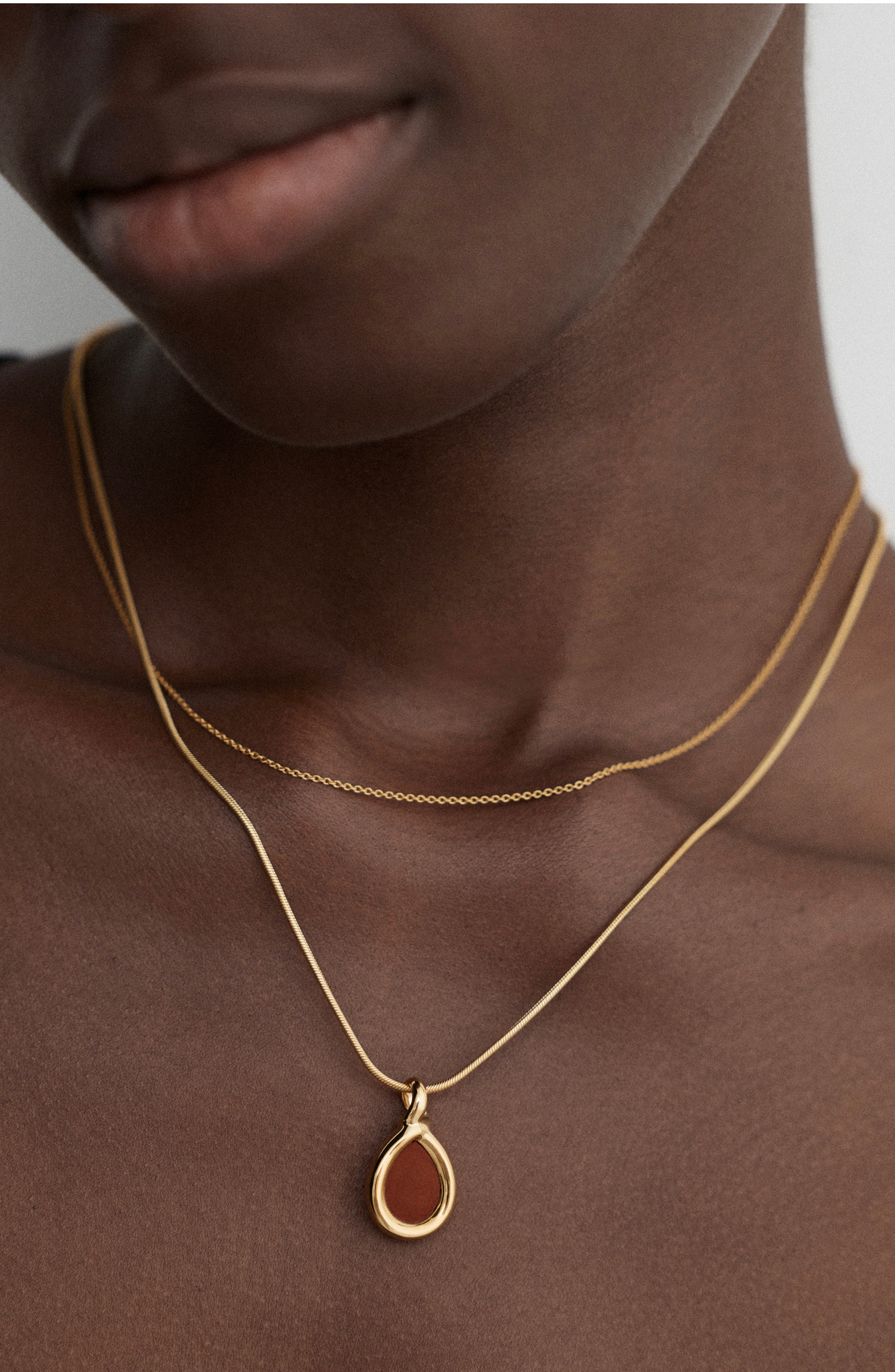 Monica Vinader Ochre 18k Gold Vermeil Red Jasper Snake Necklace (Women ...