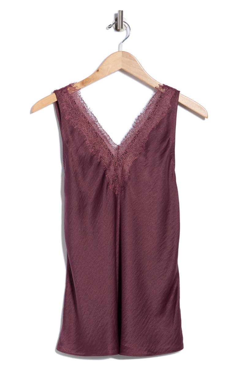 NORDSTROM RACK Lace Trim Satin Tank, Alternate, color, Purple Serum