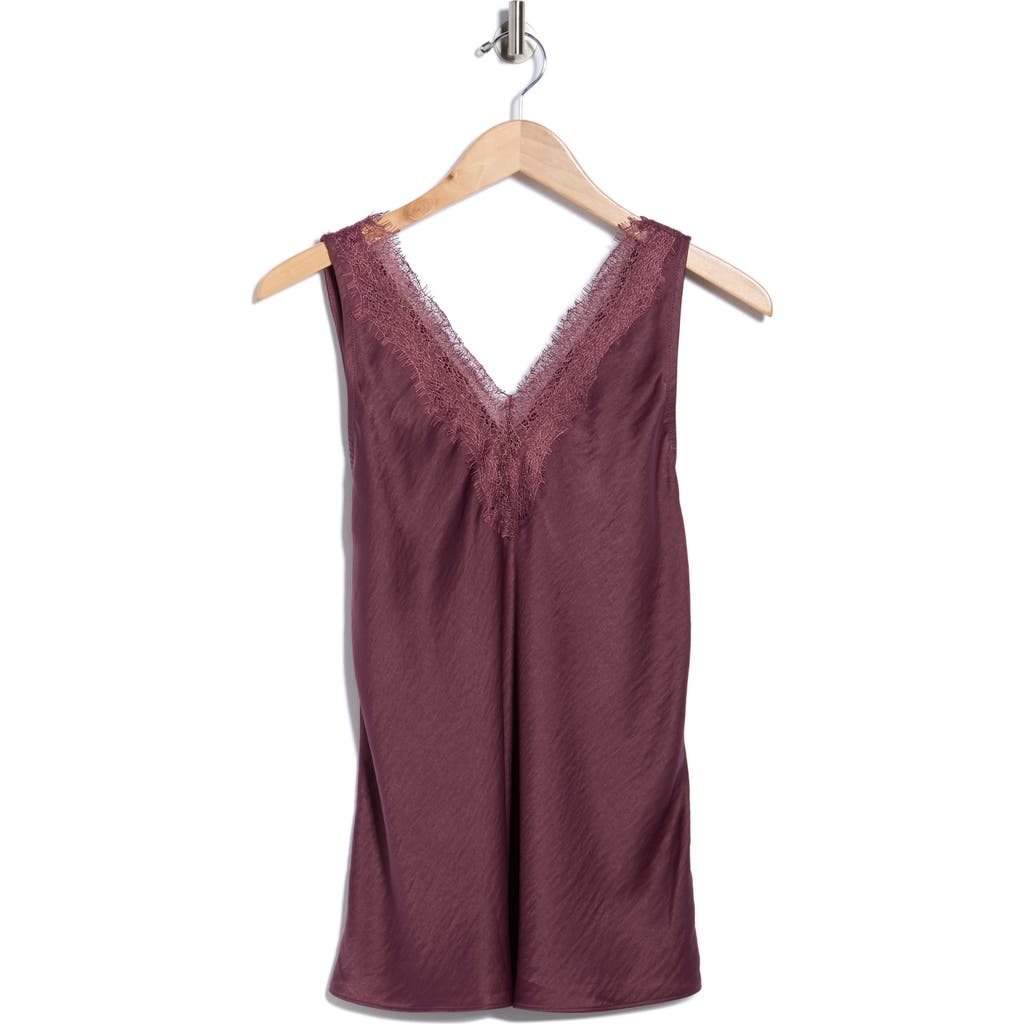 Nordstrom Rack Lace Trim Satin Tank In Burgundy