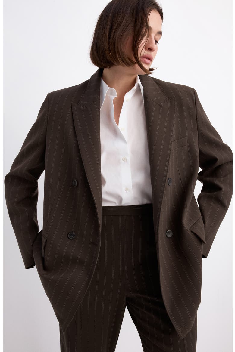 Pinstripe Pants, Alternate, color, BROWN